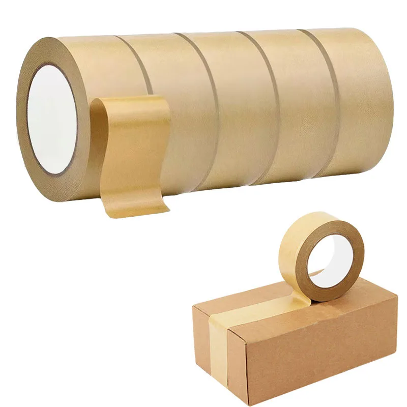 Kraft Paper Tape 50mm*23M Gummed Kraft Tape Self Adhesive Kraft Paper Packaging Tape Waterproof Biodegradable Brown Packing Tape