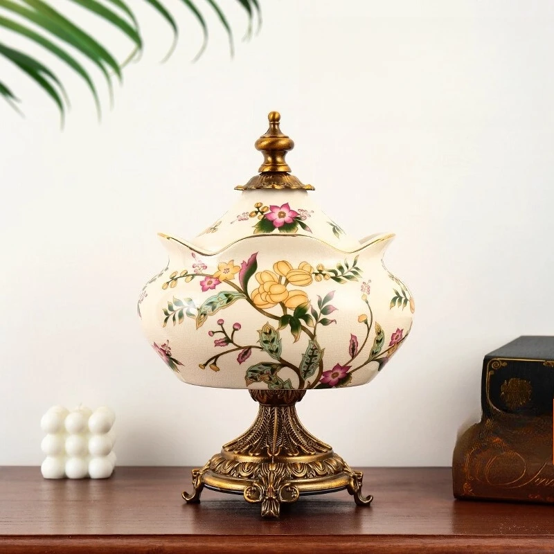 

American Retro Ceramic General Storage Jar High End Home Decoration European Style Jewelry Box Candy Storage Desktop Decoration