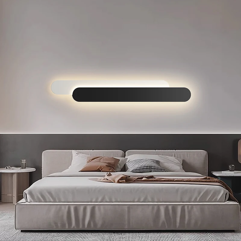 

Черно-белый простой светодиодный настенный светильник для спальни, ТВ-серии, фоновая стена, коридор, лестничная клетка, выставочный зал, светильники для внутреннего освещения