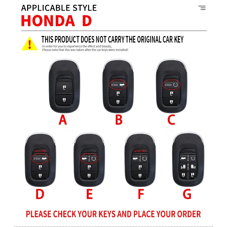 For Honda Civic 2022 FE HRV Civic FE RS Accord crv Keyless Smart Entry/ Push Start New Remote Key Cover Case car accessories