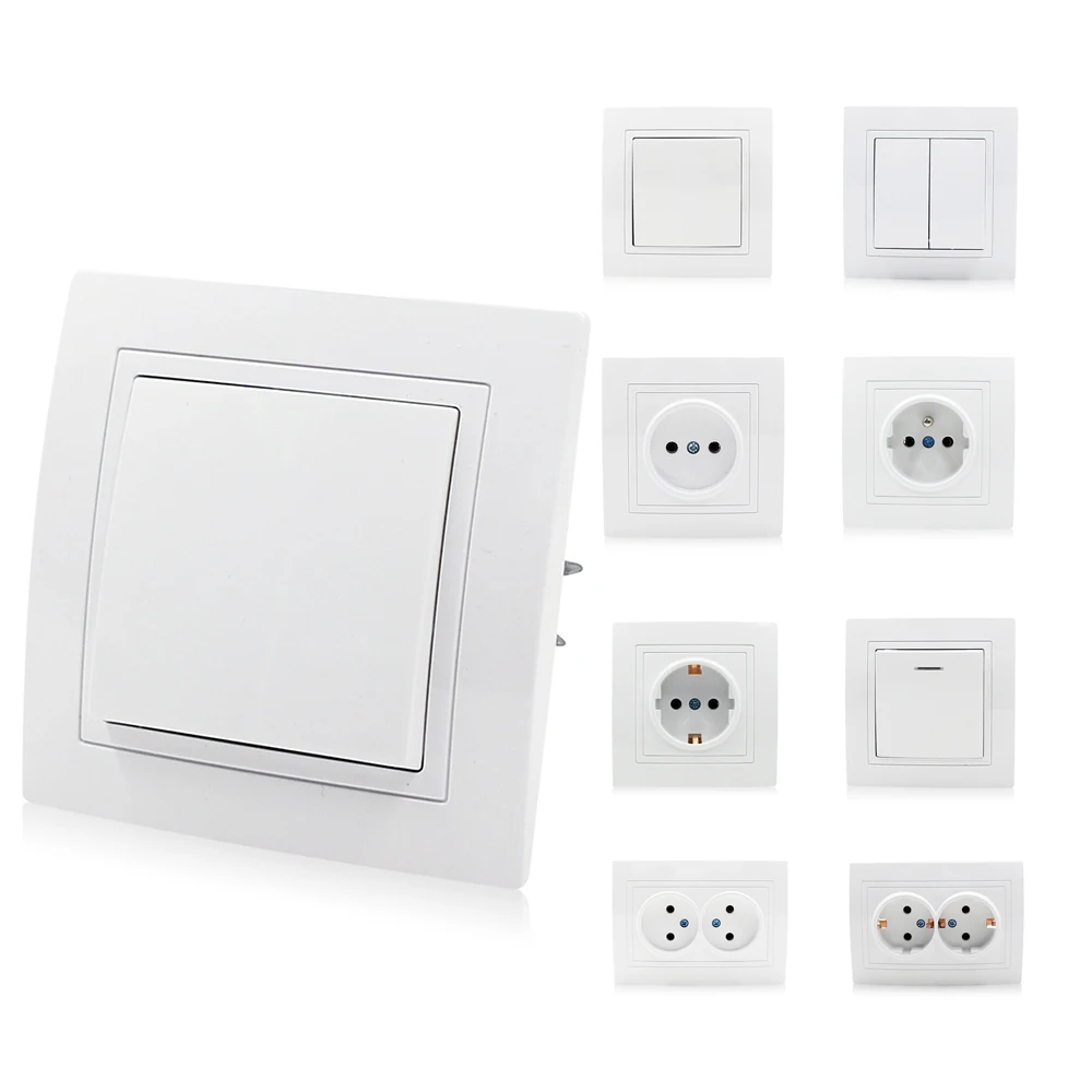 

European Standard 1/2 Gang Wall Light Switch Germany French Single Double Socket