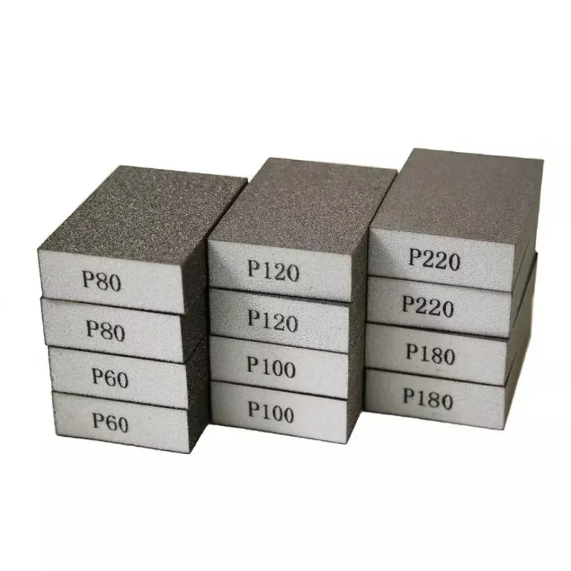 12pcs-set 16sets-carton Aluminum Oxide Dry/Wet Sand Paper 60-220 Grit Hand Sanding Sponge Block for Polishing 125mm Size