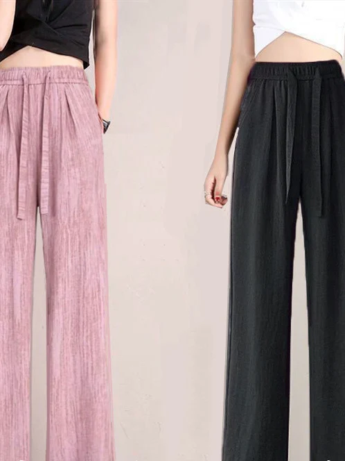 

Широкие брюки из тканого шелка с эффектом окрашивания, женские, текстурированные, свободного кроя, больших размеров, утягивающие, летние, тонкие, повседневные, струящиеся, укороченные, модные