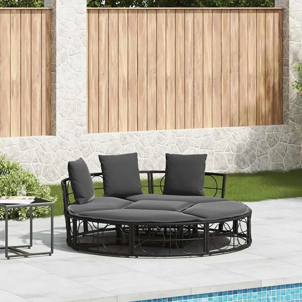 

Large Modular Black Poly Rattan Outdoor Lounge Bed Comfortable Garden Furniture Set for Relaxation and Sunbathing