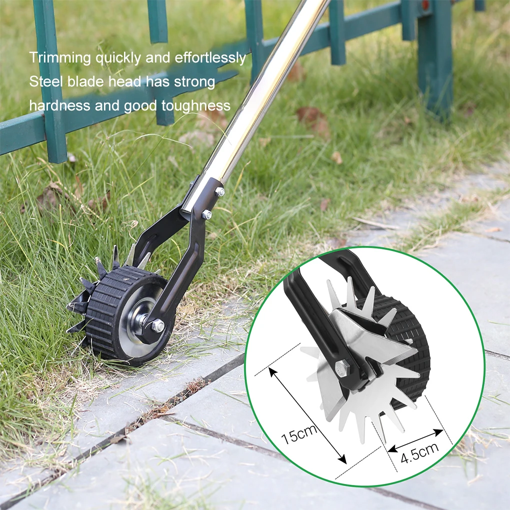 Stainless Steel Edger Tool Garden Manual Edger Lawn Tool Wheeled Lawn Trimmer Rust Resistant Serrated Blade Wheel Rotary Edger