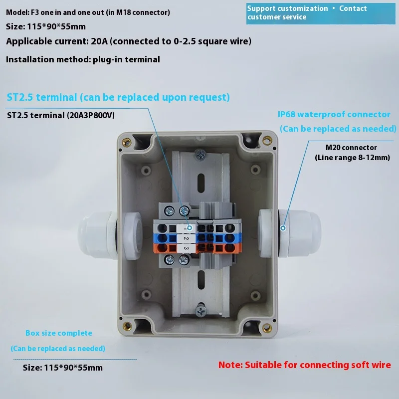 ST Spring Junction Box TB Plug-in Terminal Set Outdoor Wasserdichte Junction Box Box Terminal Kunststoff Junction Box