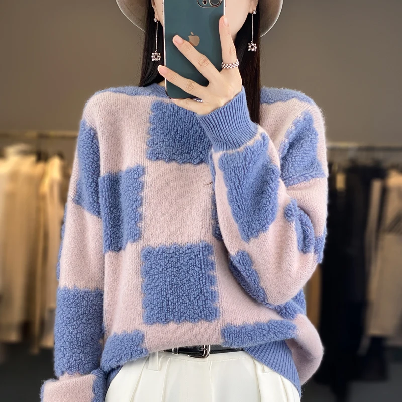 Knitted O-Neck Sweater for Women, Short Cashmere Coat, 100% Australian Wool, Elegant Fashion, Hot Selling, New Pullover