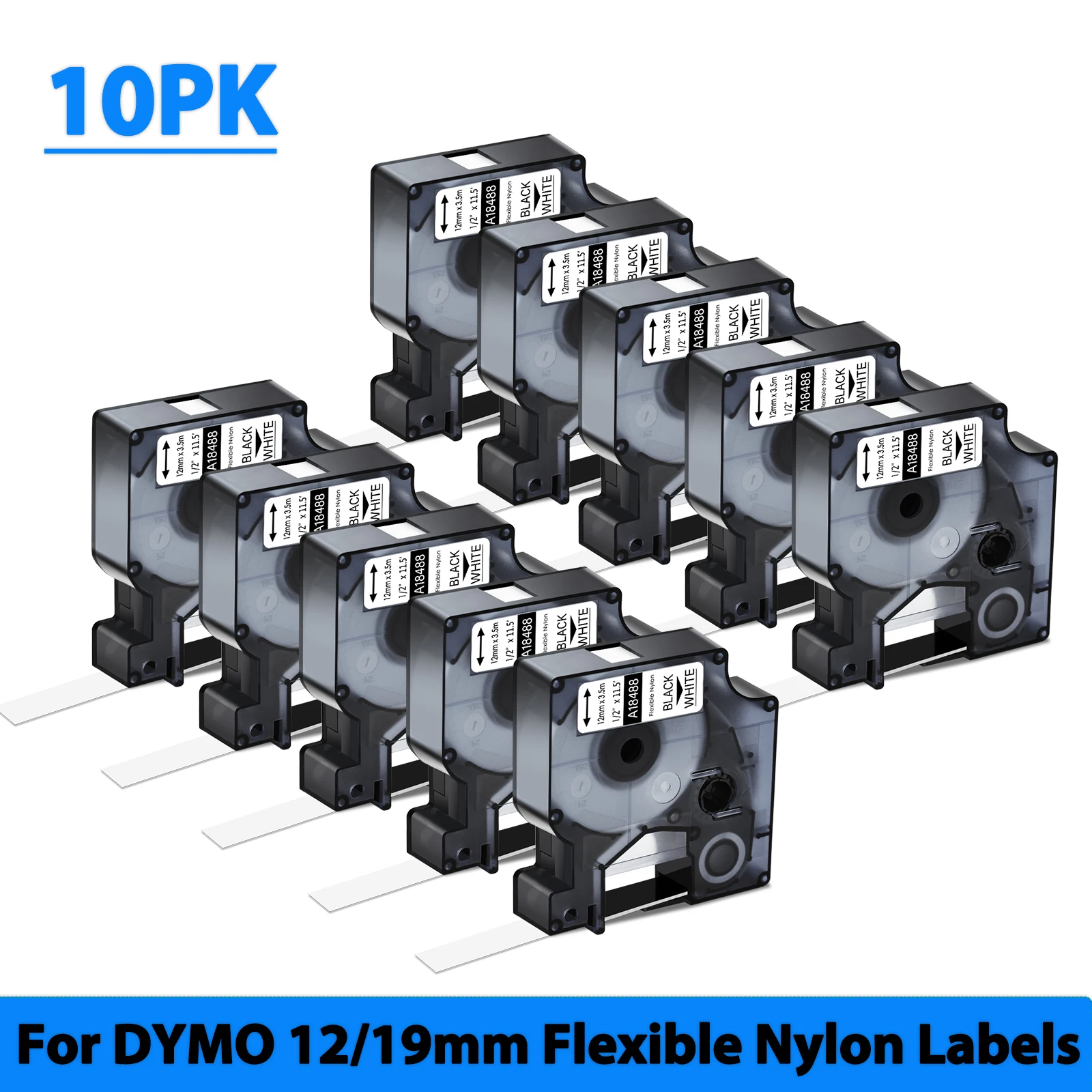 

3/5/10 шт. совместимых гибких нейлоновых лент Dymo A18488 18490 12 мм/19 мм для промышленных этикетировочных принтеров DYMO Rhino 3000 4200 5200