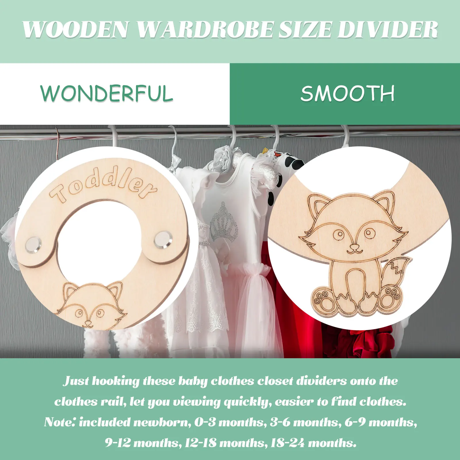 

8pcs Clothes Size Divider Wooden Closet ganizer Wardrobe Dividers Nursery Storage Hanger Wooden Hangers Dividers Tool