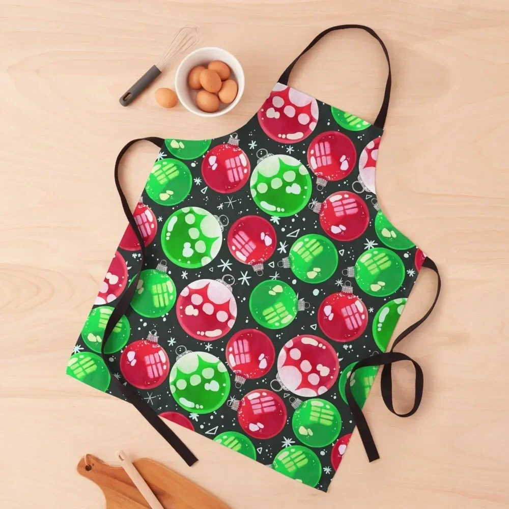 

Christmas Ornament Pattern-Red/Green Apron Chef Accessories For Women Kitchen Women's Dresses beauty master Apron