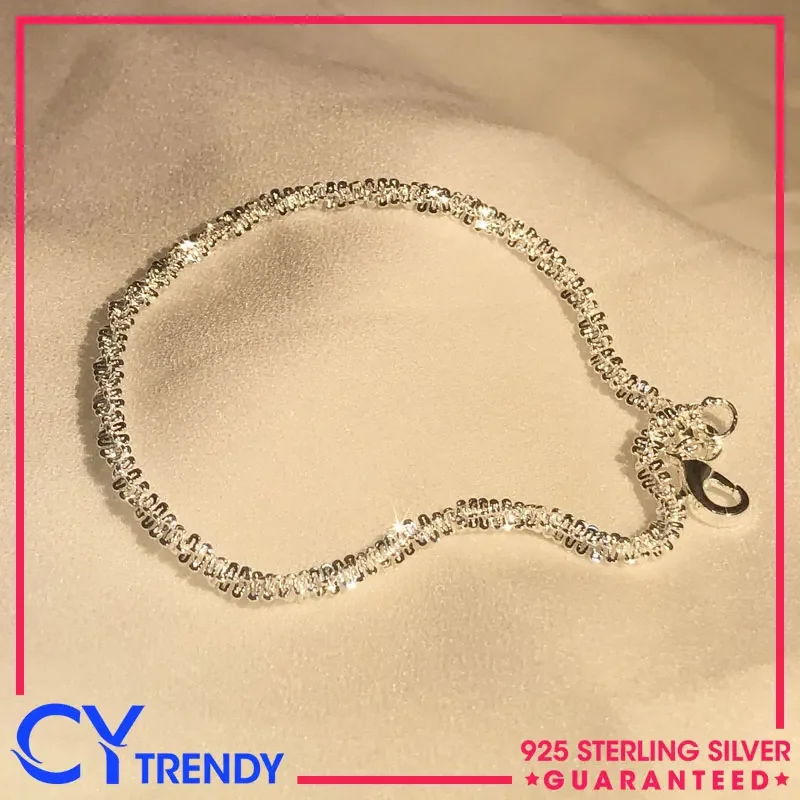 

925 Sterling Silver Fashion Jewelry Popular 2mm Women's Tennis Link Bracelet Chain Accessories
