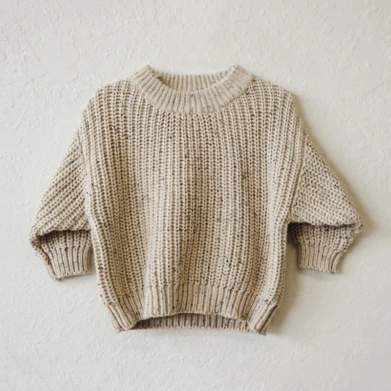 Suéter suelto de punto para bebé, ropa de otoño e invierno, cuello redondo