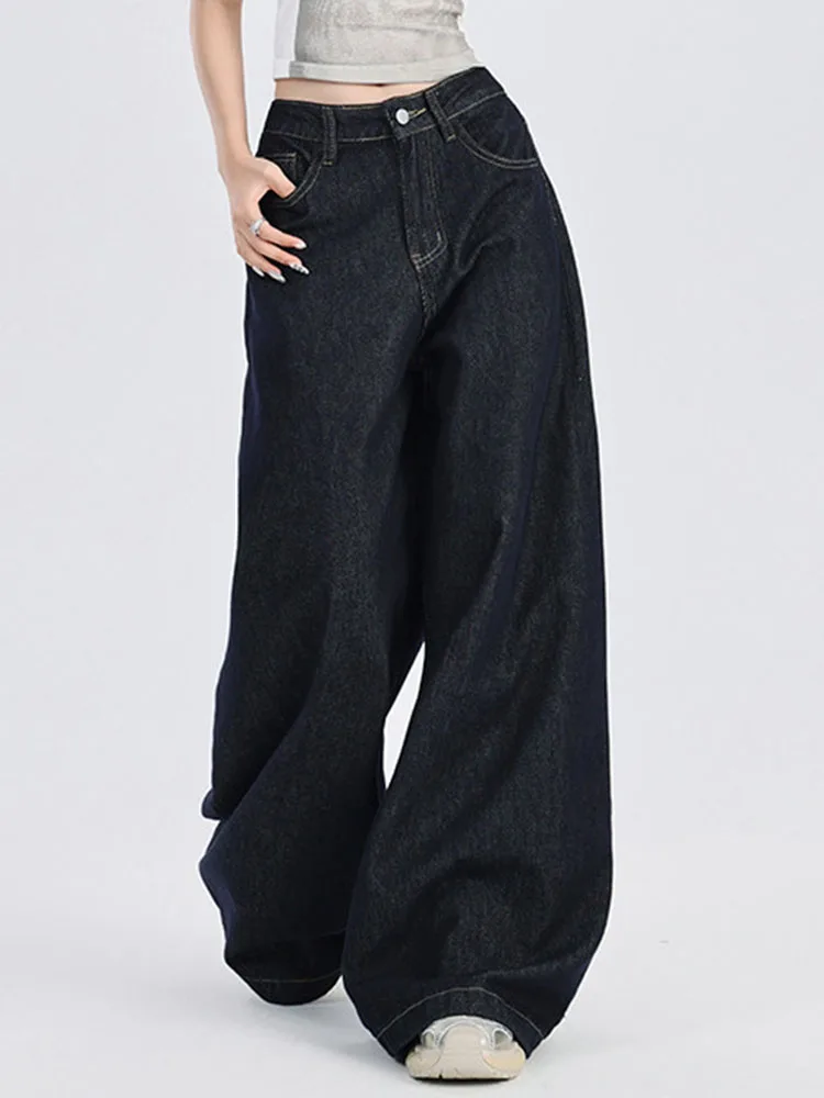 Lente Herfst Baggy Rechte Jeans Koreaanse Mode Hoge Taille Wijde Pijpen Denim Broek Vrouwen Casual Streetwear Gewassen Losse Vaqueros
