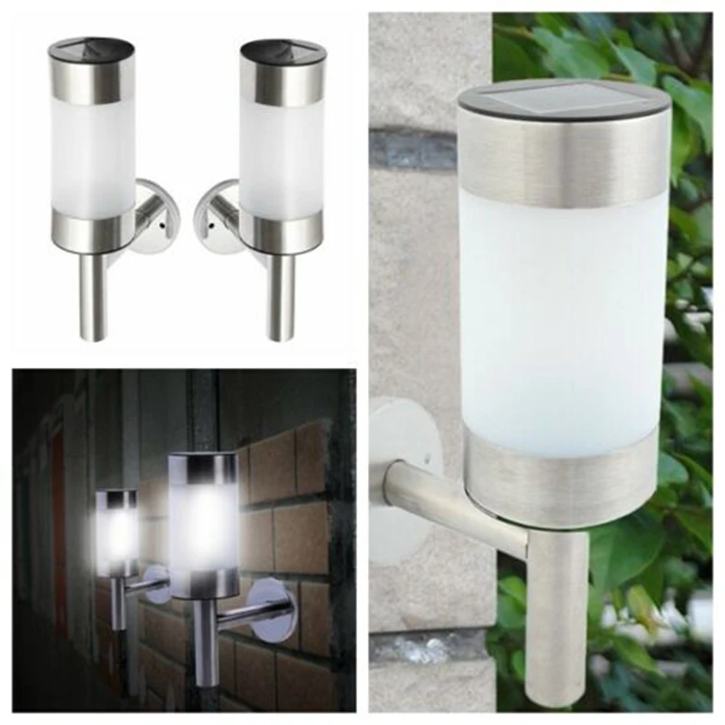 

Sunlight Power Wall Lamp Solar Lamp Fast Charging Stainless Steel Light Outdoor Fence Garden Street Yard Deck Pathway Light