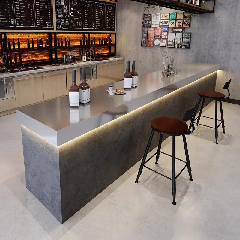 Stainless steel checkout page Casual retro reception desk Cafe Milk tea shop Clothing shop