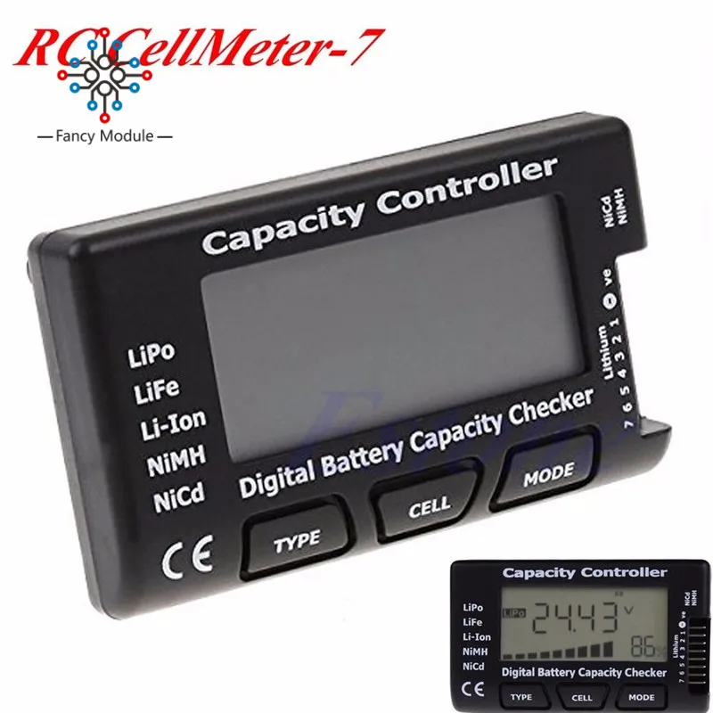 2.1-inch CellMeter-7 Digital Battery Capacity Detector LiPo LiFe Li-ion Nicd NiMH Battery Voltage Detector Tester