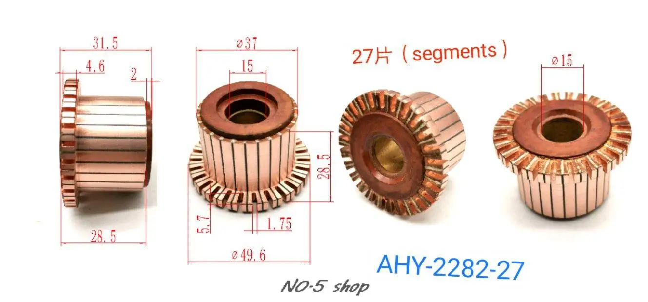 

5pcs 37x15x28.5(31.5)x27P Copper Bars Electric Motor Commutator