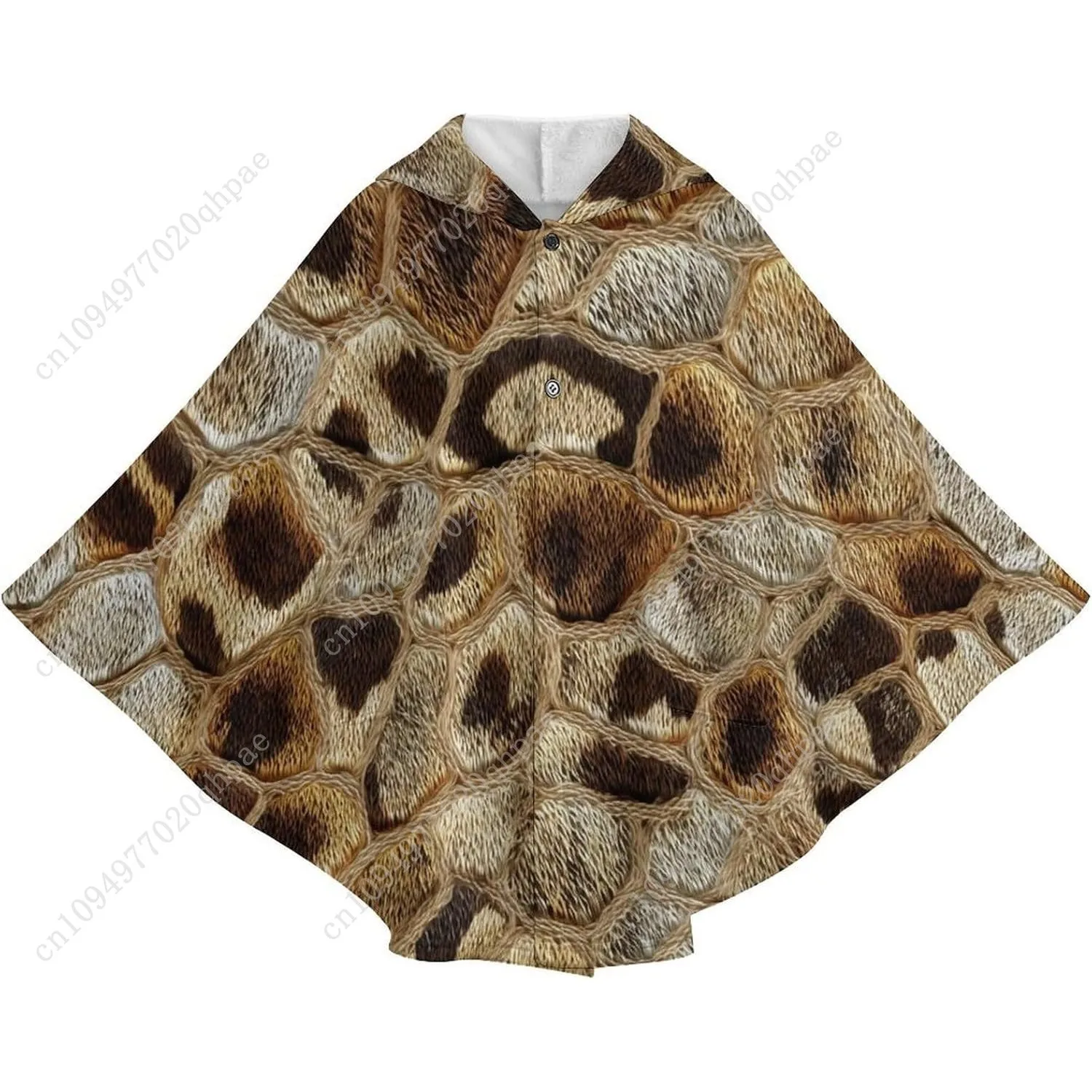 Suéter cobertor de flanela aconchegante, capuz grande com textura de pele de cobra com bolsos para crianças e adolescentes