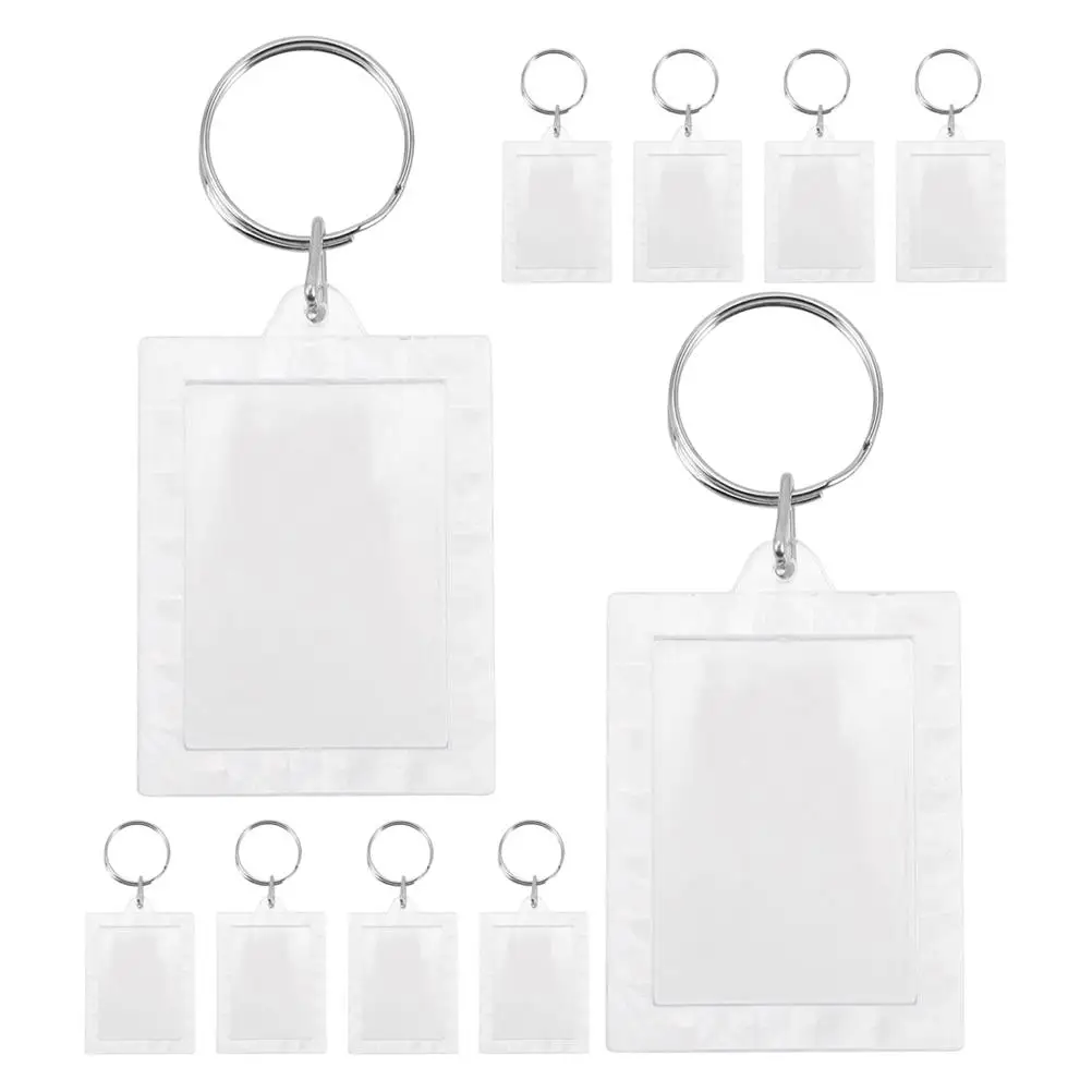 20 PCS Transparent Keychain Clear Picture Photo Frame Frames with Holders Pouch Blank