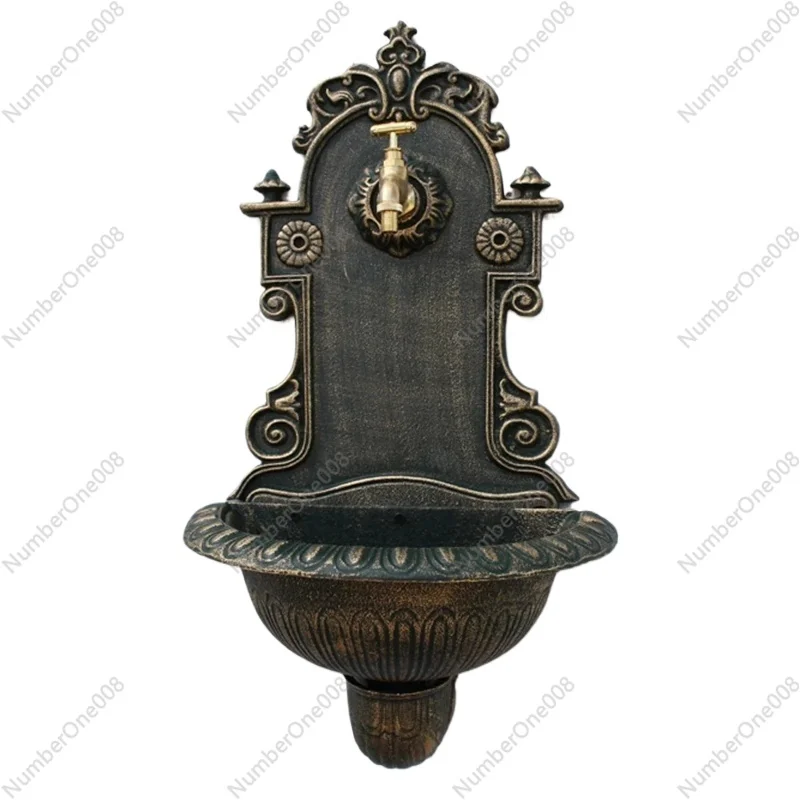 Antique Gold Cast Iron Wall Mounted Hand Sink Farm House Home Garden Decor Heavy Metal Wash Stand Handmade Wall Decor Wash Basin