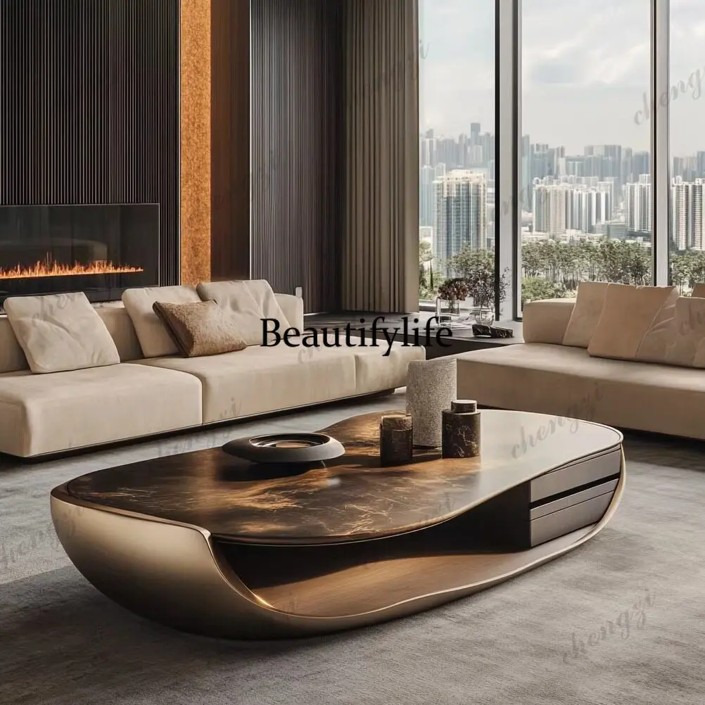 New light luxury and high-end sense, coffee table small apartment living room household with storage storage tea table