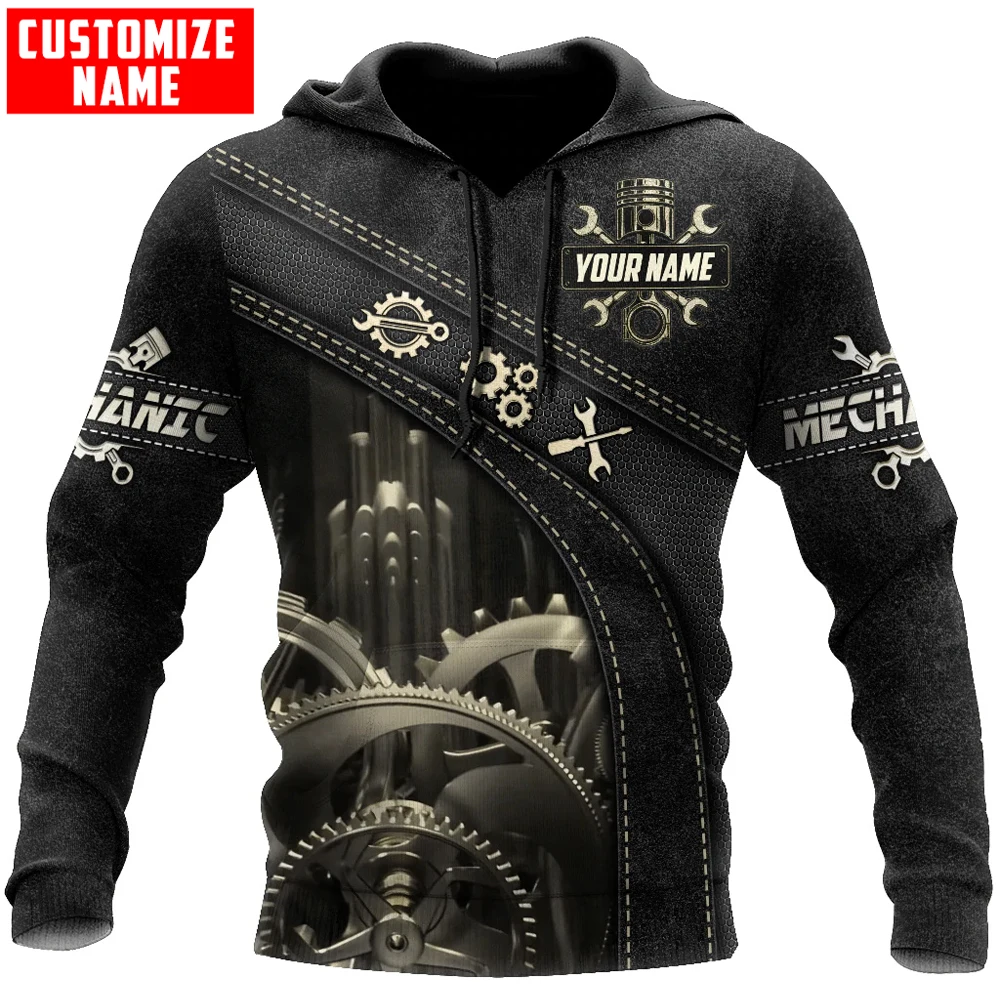 

Personalized Name Mechanic 3D All Over Printed Men Hoodie Unisex Hooded sweatshirt Streetwear Casual zipper hoodies DK495