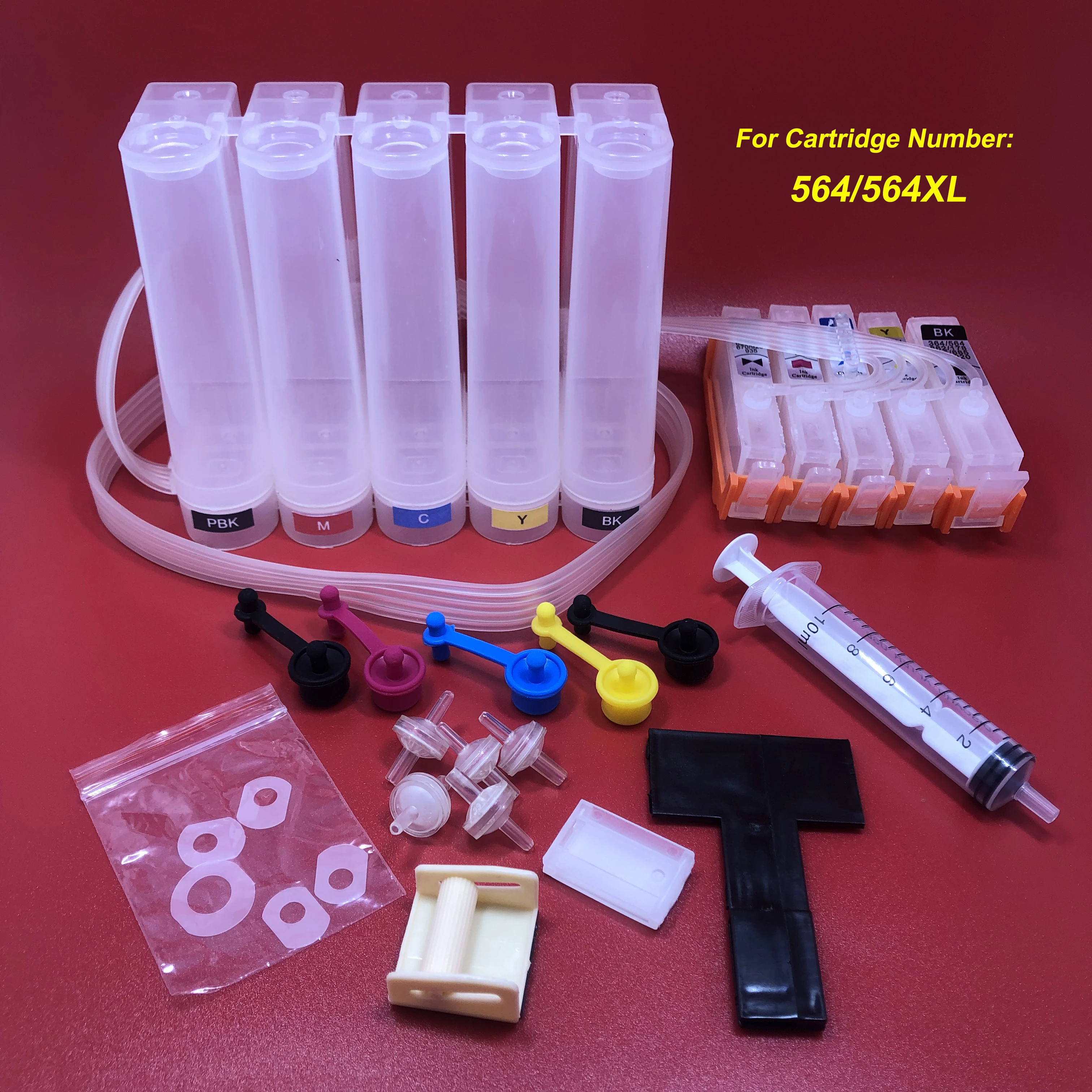 5Colors CISS Ink System Compatible for HP 564 564XL for HP D7560 B8550 C5370 C5380 C6300 C6380 D5400 c6350 C6340 C6380 B209a