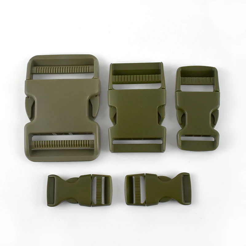 5/10pcs 20/25/37/50mm Plastic Release Buckle Bag Strap Side Cilp Hook ArmyGreen Webbing Adjustment Buckles Pet Collar Clasp