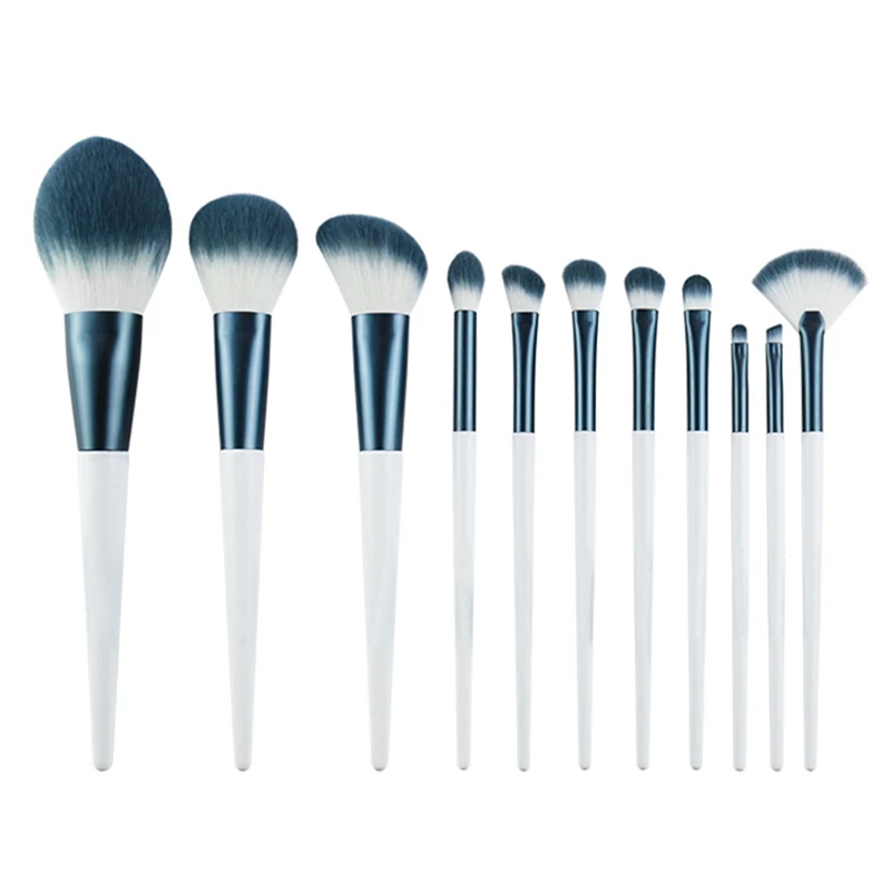 

11 Pcs Make Up Brush Tool Dark Blue Makeup Brushes Set With Bag Powder Foundation Eyebrow Eyeshadow Blush Make Up Tools Kit