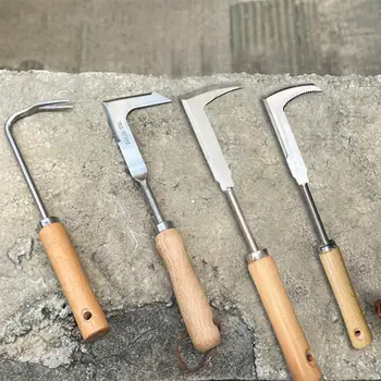 너도밤나무 손잡이 균열 잡초 틈새 잡초 제거 도구, 스테인리스 스틸 수동 잡초 제거, 잔디 마당 원예 도구