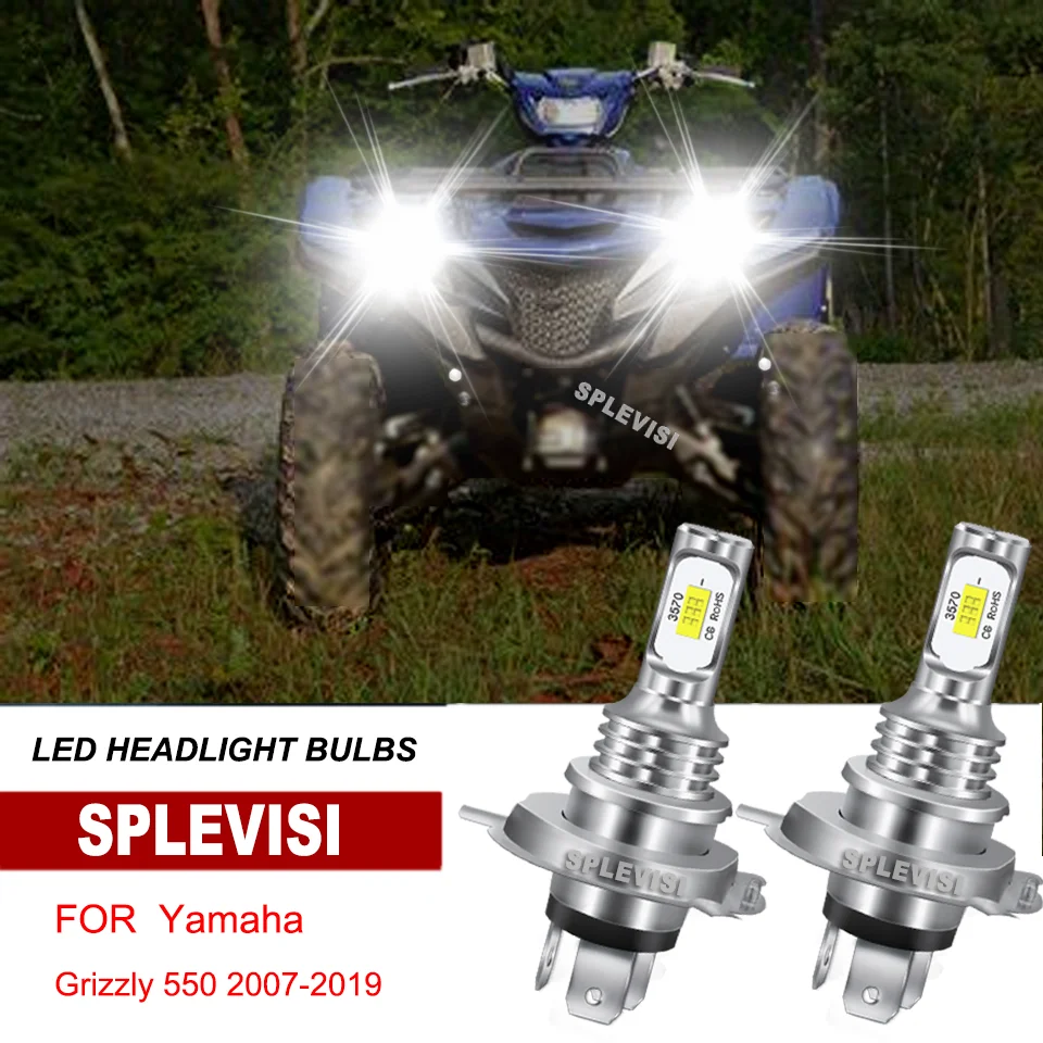 

LED 6000k White Headlight Lamp Bulbs High Low Beam 12V-24V Fit Yamaha Grizzly 550 2007-2019 700 2008-2021 atv utv