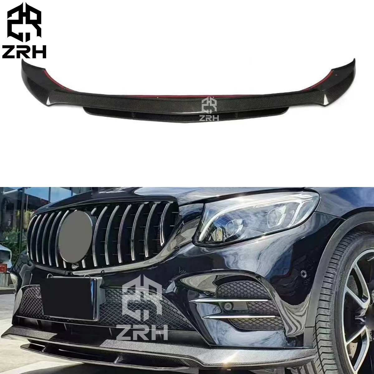 Carbon Fiber Front Bumper Lip for Mercedes Benz Glc250 Glc300 Glc43 For Amg 2015-2019 Spoiler