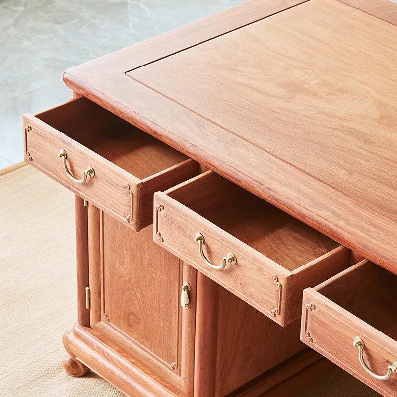 rosewood boss desk five-piece set, Chinese solid wood computer desk