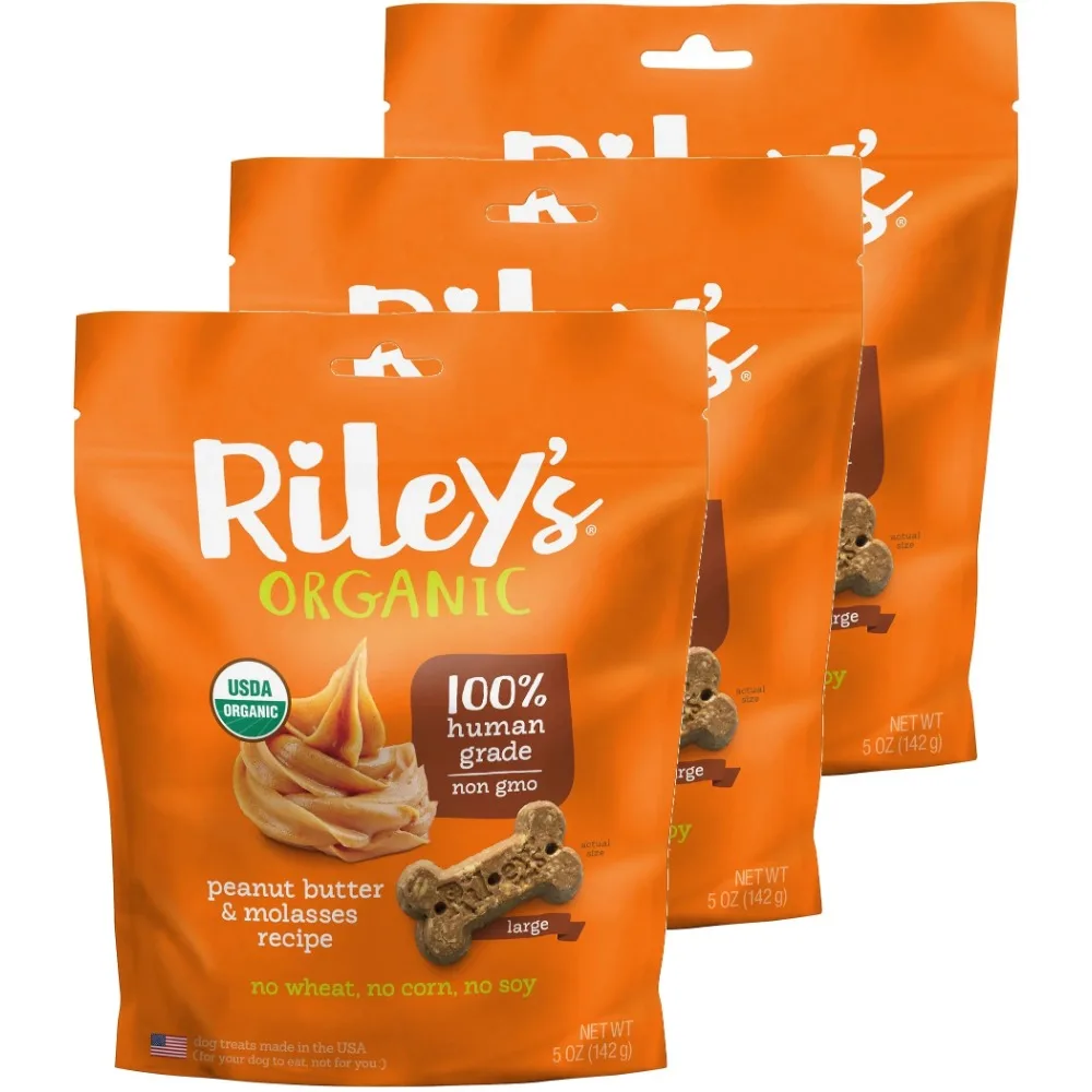 

Peanut Butter & Molasses Large Bone Dog Treats 3 Pack 5 oz