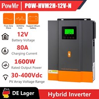 PowMr 2000W 12V Hybrid Solar Inverter 220V Pure Sine Wave Inverter Built-in MPPT 80A Solar Charger 230VAC Max Power Solar System