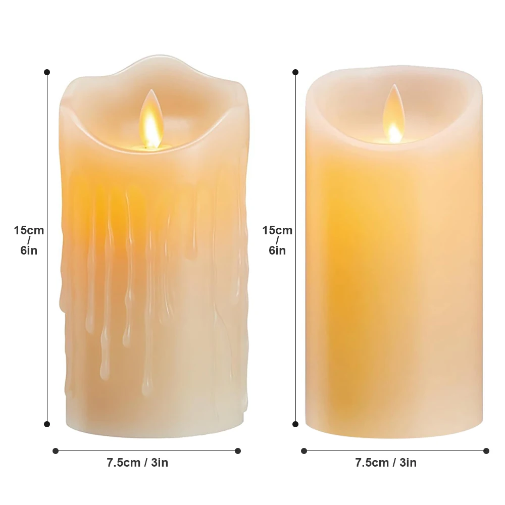 Dripping Wax Flameless Candles LED Lights with Remote Control and Timers, LED Pillar Candles Electric Fake Candles for Christmas