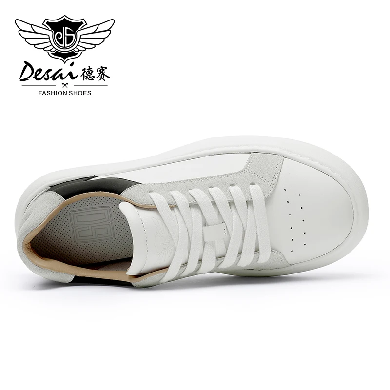 DESAI Men Casual Shoes Genuine Leather Male Sneakers Summer Breathable 2023 Shock Absorption Outsole Soft