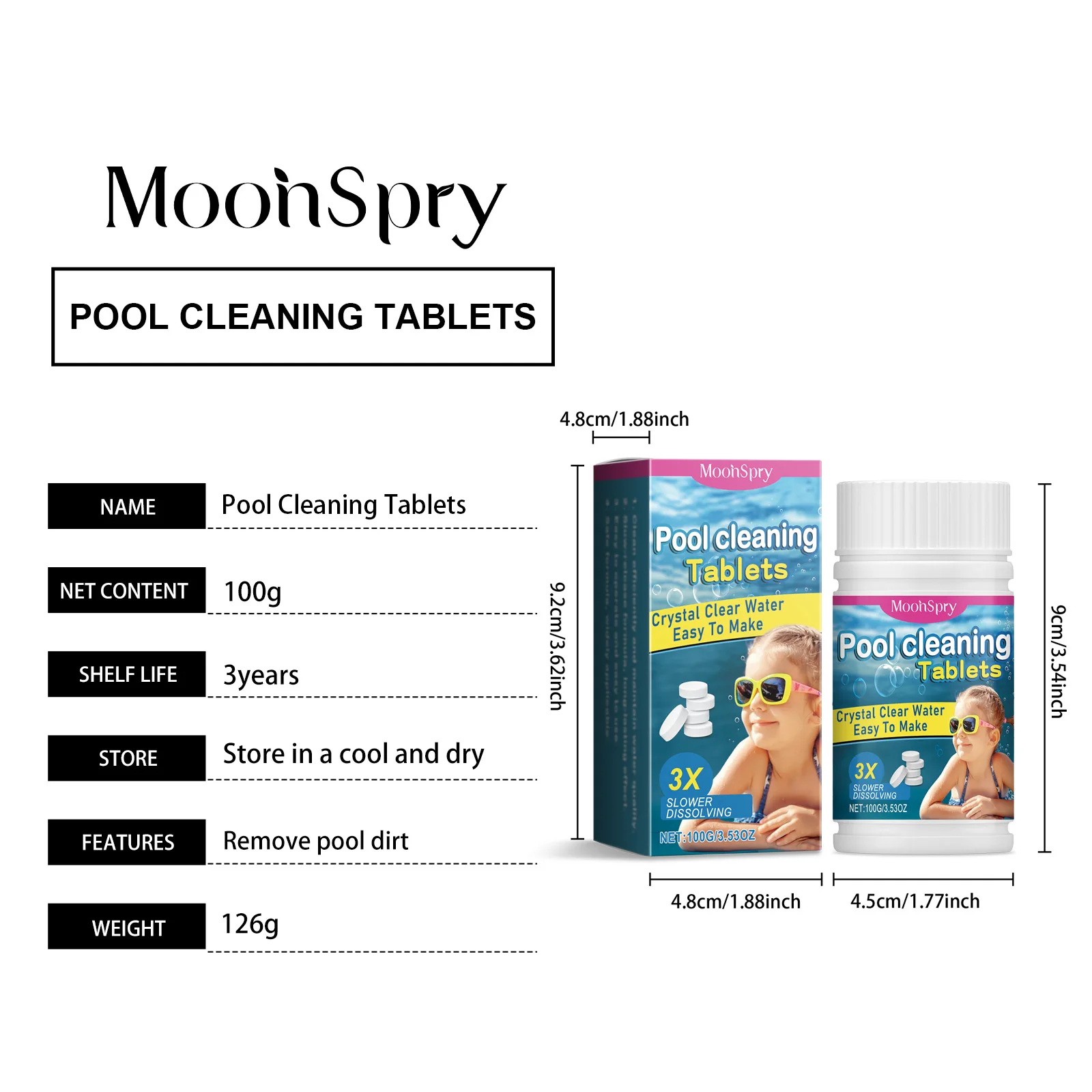 Picture 7: Home Pool Cleaning Slow-Release Tablets, Multi-functional Effervescent Tablets for Water Purification, Stain Removal, and Odor E
