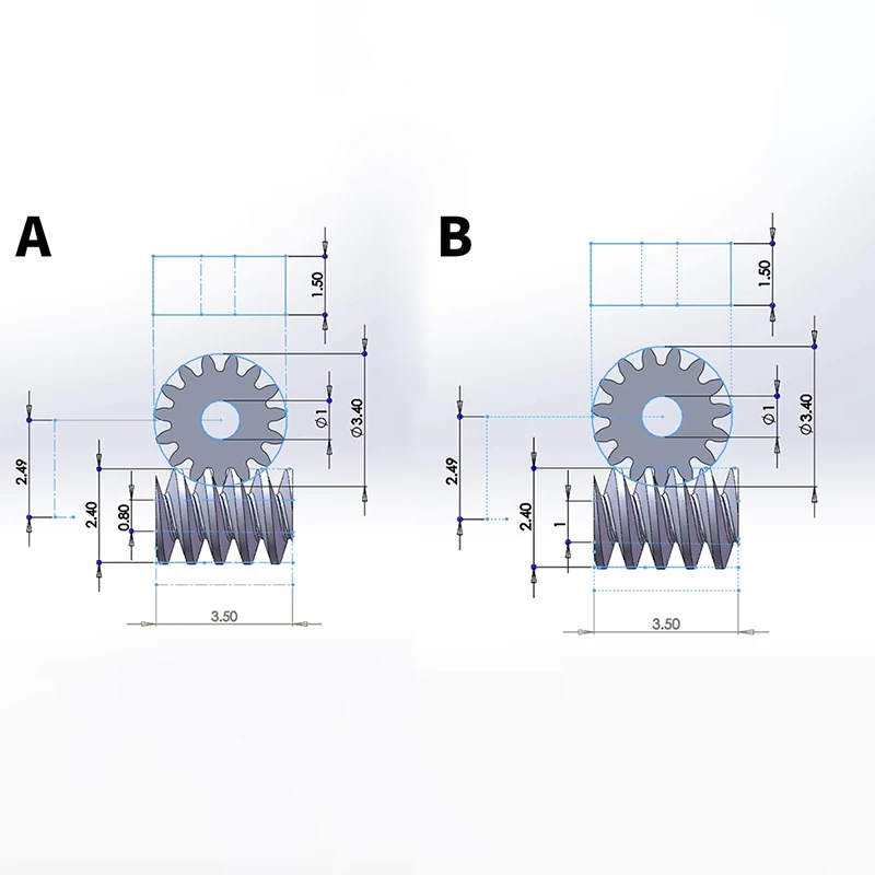 마이크로 황동 터빈 웜 정적 변화 기어 홀 직경 0.8mm/1mm 감소 피니언 샤프트 커넥터, 1:87 모듈러스 0.2 15T