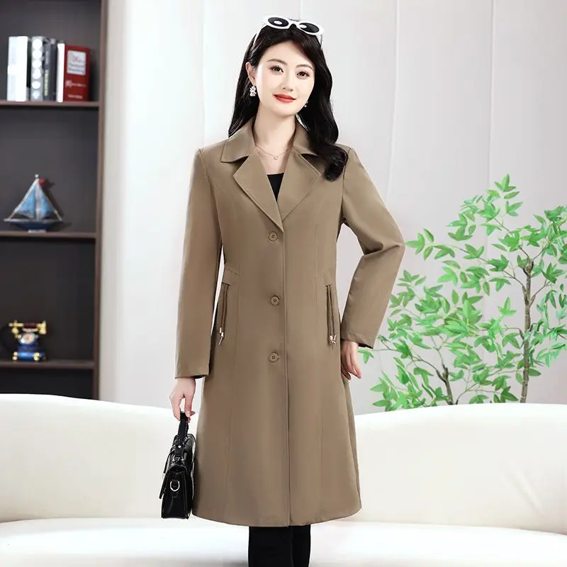معطف أمي أنيق للنساء متوسط الطول للخريف والشتاء ملابس خارجية من Ele ملابس نسائية في منتصف العمر