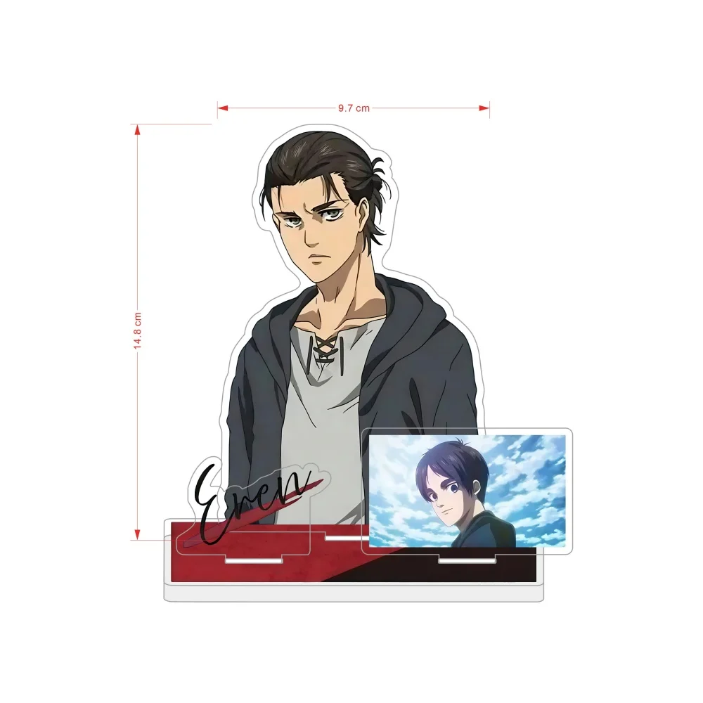 Attack on Titan 15cm Acrylic keychain Stand,3‑slot Acrylic Stand Figure Eren Mikasa Armin Levi Reiner Anime Desk Decor