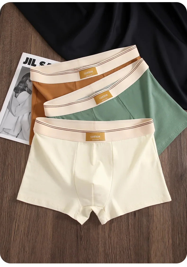 3Pcs männer Unterwäsche Hombre Höschen Boxershorts Atmungsaktivem Baumwolle Unterwäsche Sexy Unterwäsche Einfarbig Boxer Shorts – Detail 5