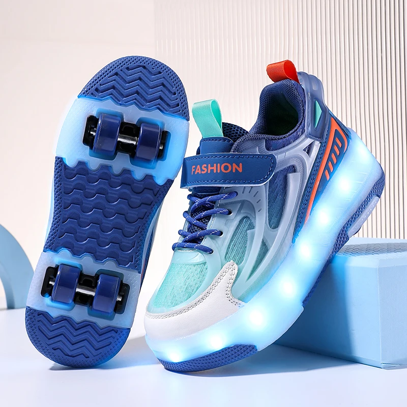 كعب الأطفال الجديد لخريف وشتاء 2025: أحذية دوارة غير مرئية للأولاد والبنات ذات 4 عجلات قابلة للسحب