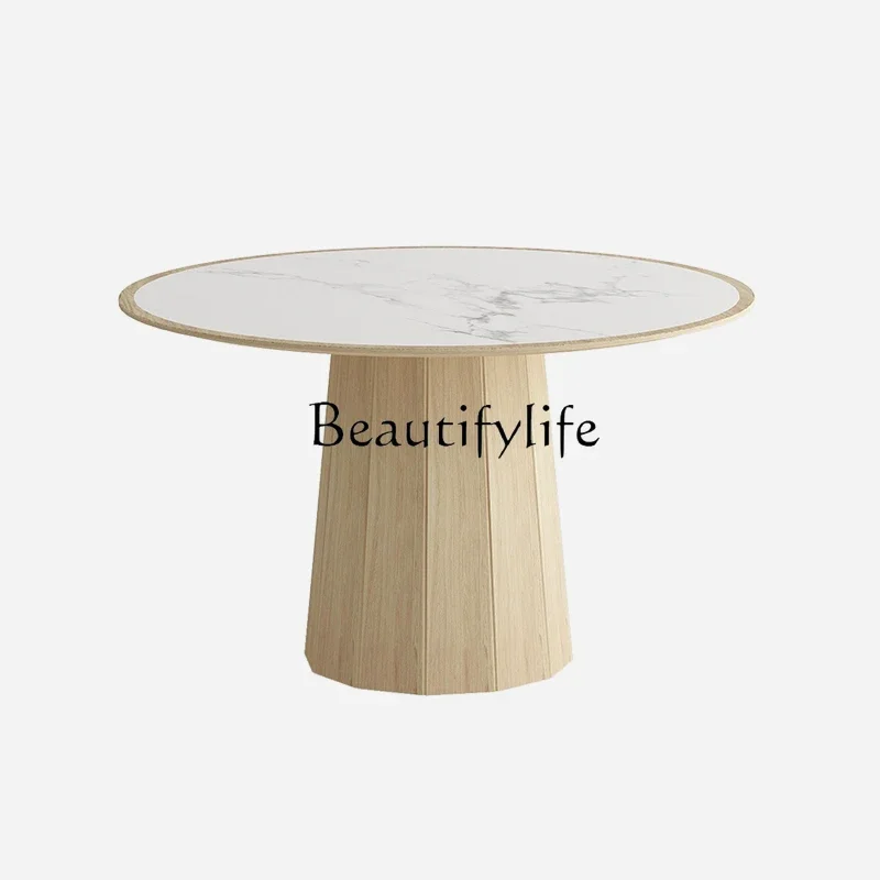 

S Imported Stone Plate round Table with Turntable Nordic Small Apartment Dining Table