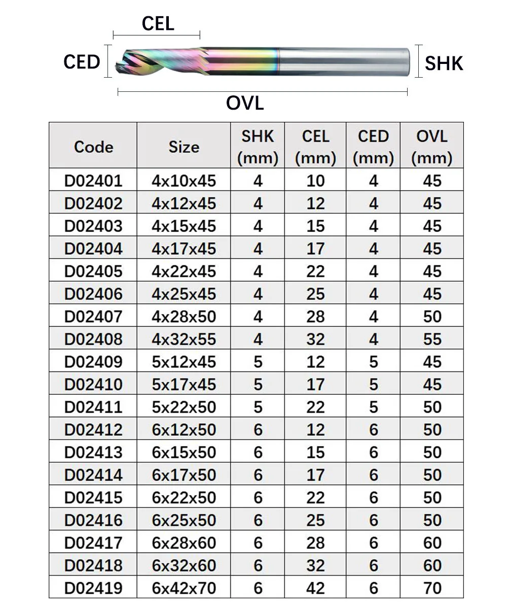 Vsharp 4 5 6mm DLC Colorful Coating One Flute Aluminum Milling Cutter 1F CNC Spiral End Mill  Aluminum Plate Engraving Cutting