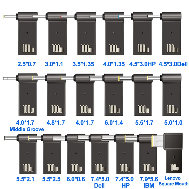 

1pc Laptop Power Charger Supply Connector Adapter PD 100W 5A USB Type-C Female to DC Male Jack Plug Converter For HP/Lenovo/DELL