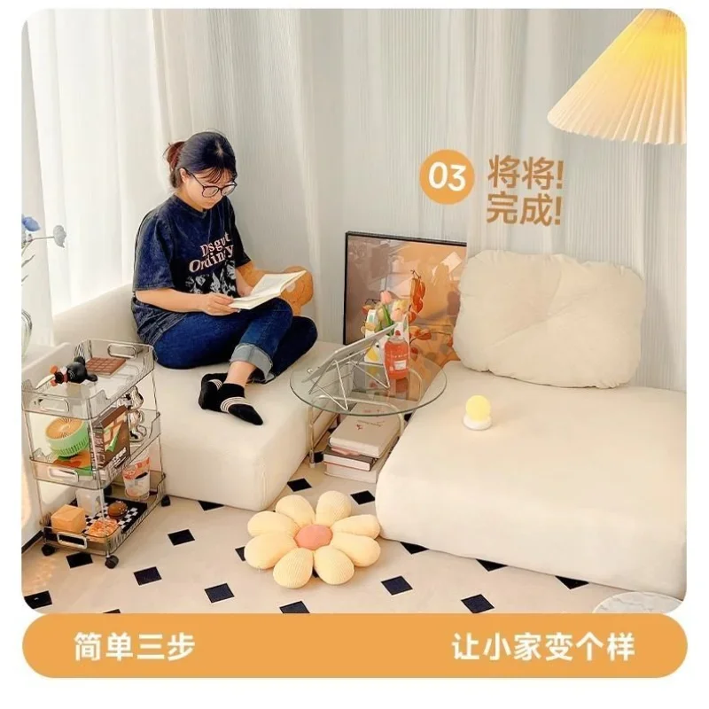 Nordic Single Sofa Bed Small Apartment Living Room Folding Tatami Dual-purpose Cream Tofu Block Lazy Sofa Dismantling Couch