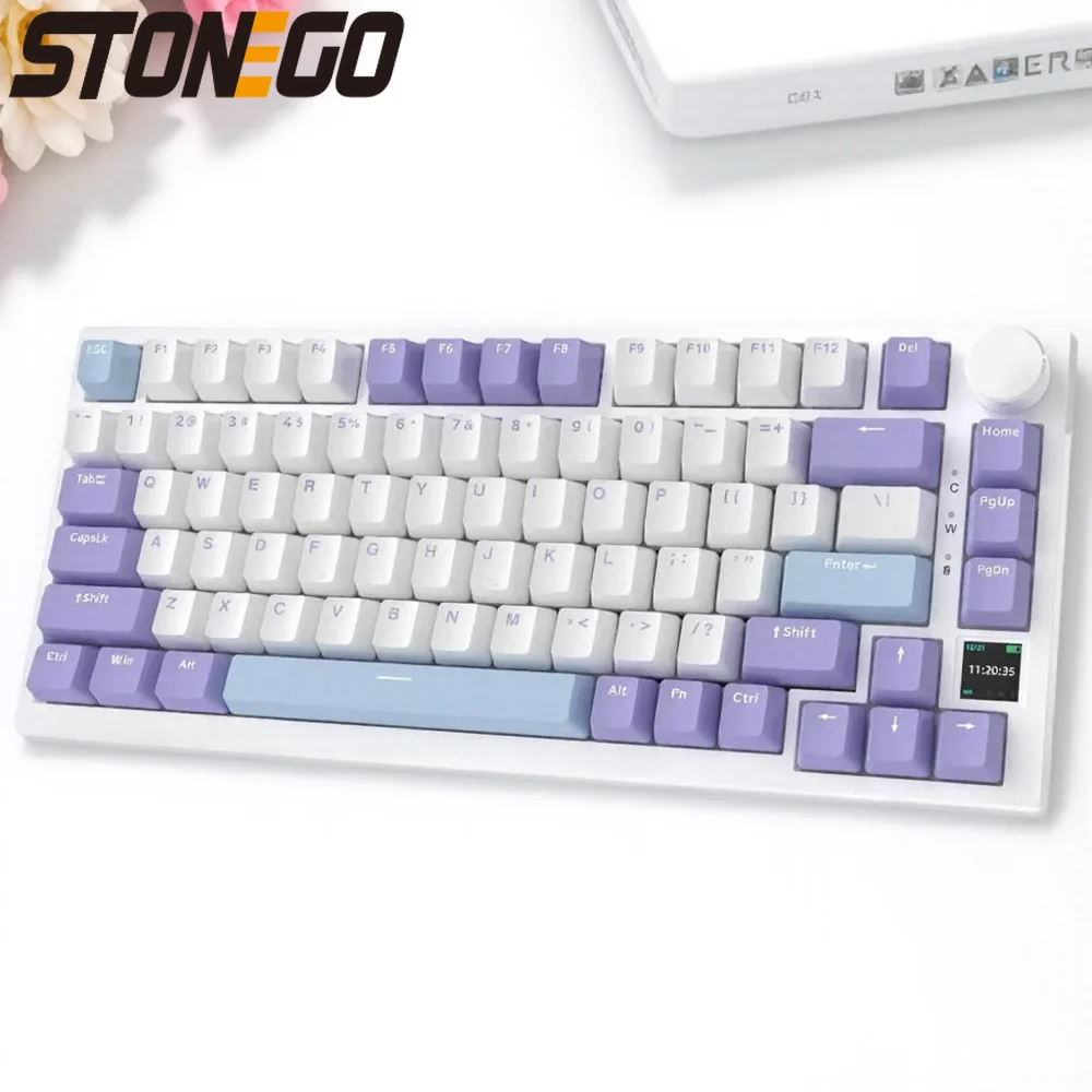 

75 Механическая клавиатура с горячей заменой TFT-дисплей 4000 мАч BT Проводная светодиодная ручка RGB для киберспорта Windows Mac