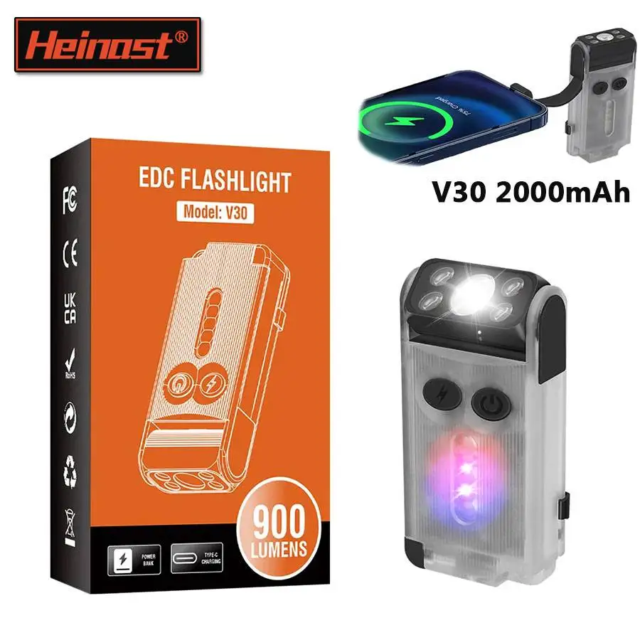 

Светодиодный многомодовый фонарик Heinast V30, рабочий фонарь Power Bank с зарядкой типа C, магнитные пчелы для кемпинга и исследования