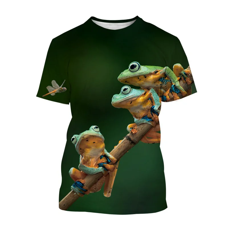 3D Printing Amphibia Tree Frog T-shirt Funny Animal Short-sleeved T Shirt Crew Neck Summer Oversized Tees Top Men Clothes